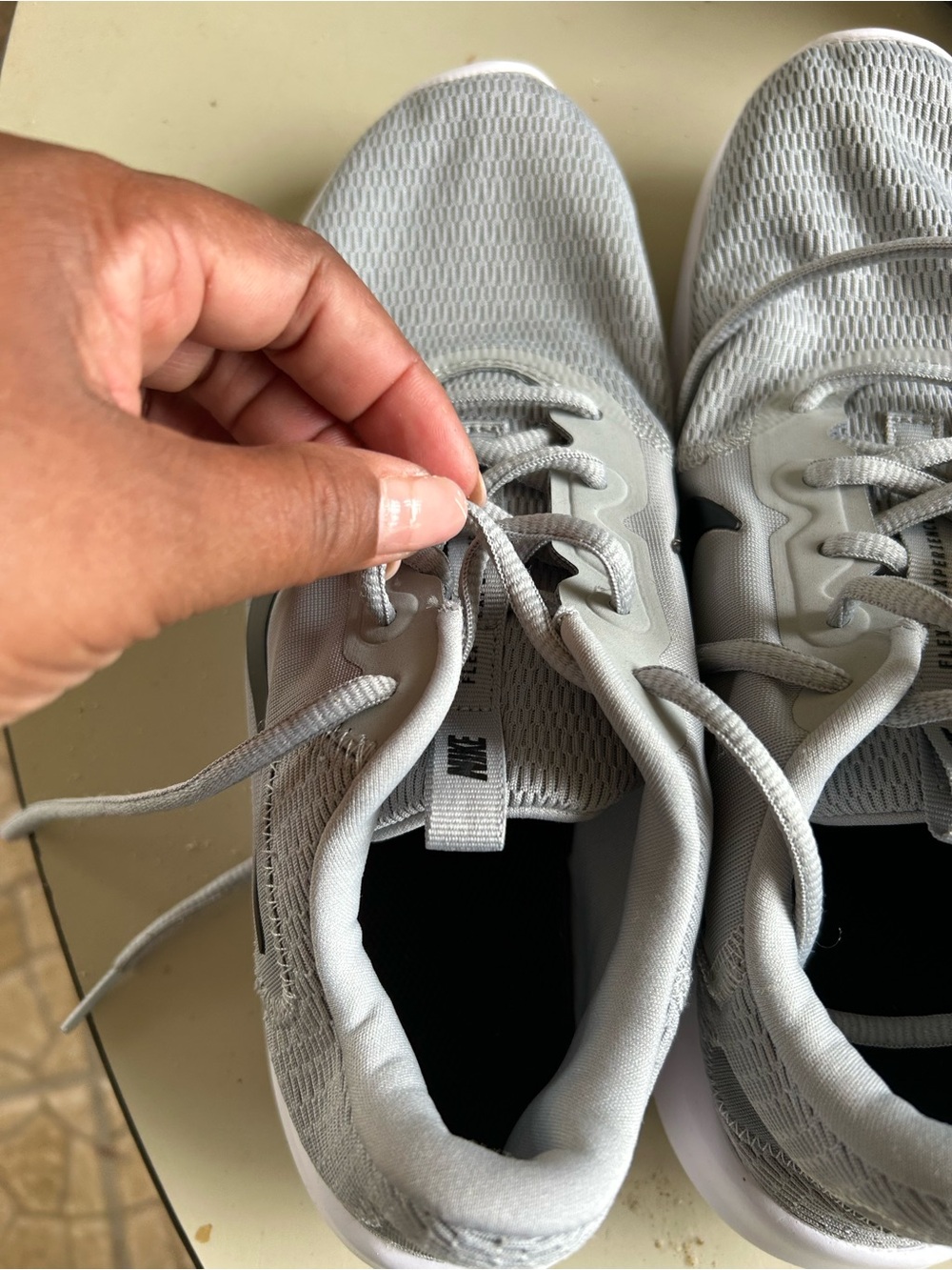Kids Light Gray Mesh Lace-Up Sneakers - Nike